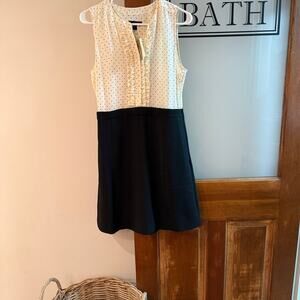 J. Crew Black and Cream Polka Dot Silk Dress Sleeveless Size 6 NEW!!!